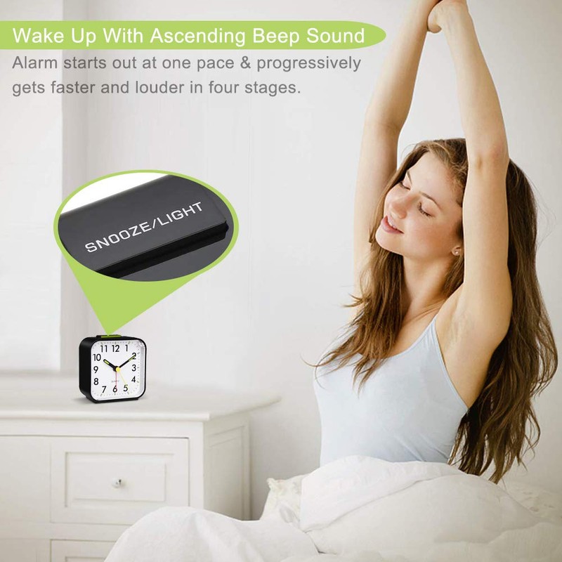 Silent Alarm Clocks Bedside Non Ticking Battery Powered Table Clocks