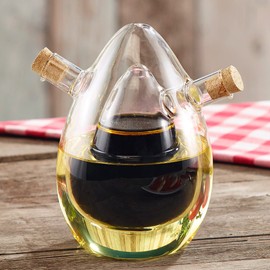 Rosenstein & Söhne Ölflasche: 2in1-Essig- und Öl-Spender aus Glas (Olivenöl Spender, 2-in-1 Öl/Essigspender, Gewürzmühle)