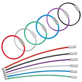 Uniclife 12cm Wire Keychain Cable in 6 Assorted Colors Large Stainless Steel Key Ring Loop Holder for Outdoor Hiking Heavy Duty Connectable Luggage Tag Keeper for Sport and Travel, 20 Pack