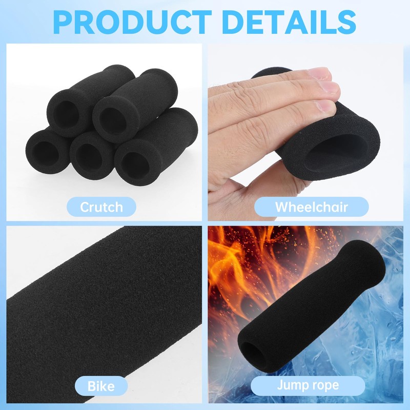 Ptwola 4PCS Foam Cane Grip Replacement Thick Cushioned Grip Offset