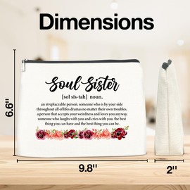 Soul Sister Gifts Makeup Bag, Friendship Gifts for Women Friends BFF Bestie, Soul Sister Definition Cosmetic Bag