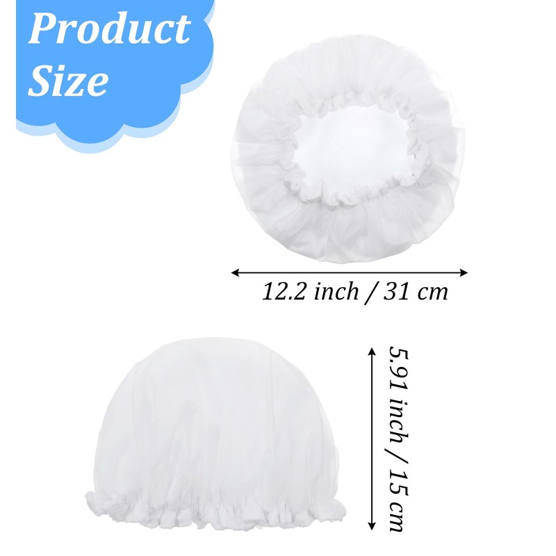 White Shower Cap, Terry Lined Shower Cap for Women, Double