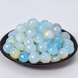 SigMntun Polished Opal Crystal, 24 Pcs, 1.5 cm Handpicked Natural Tumbled Gemstones Rocks for Healing, Reiki, Meditation, Witchcraft and Home Decoration