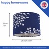 Modern 10inch Navy Midnight Blue Drum Lampshade with Off-White Floral