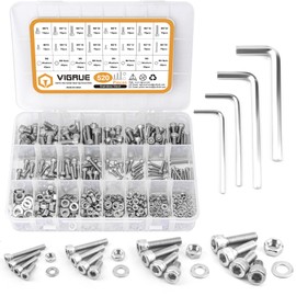 520PCS M3 M4 M5 M6 Stainless Steel Hex Button Screws Bolts Nuts and Washers Assortment Kit with Storage Flat Case Box
