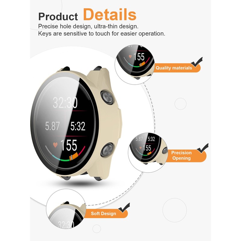 2 Pack,Case for Garmin Forerunner 570 47mm,daunke Ultra Slim Full
