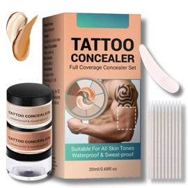Tattoo Cover Up Makeup,Natural Leg Makeup To Cover Veins,BodyMakeup For Scars 2 Color Full Coverage,Waterproof & Sweatproof Concealer Concealer,Tattoo MakeupCover With Palette Box And Spoon