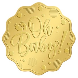 CRASPIRE Footprint Baby Gold Embossed Envelope Seals Stickers 2 Inch 100pcs Foil Seals Adhesive Certificate Foil Seals Stickers Label for Wedding Invitations Gift Packaging Baby Shower