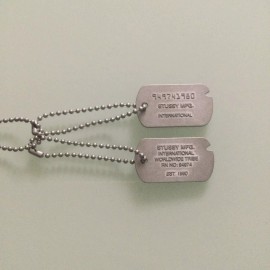 Stussy MFG Vintage 2 Dog Pendants Tags Necklace