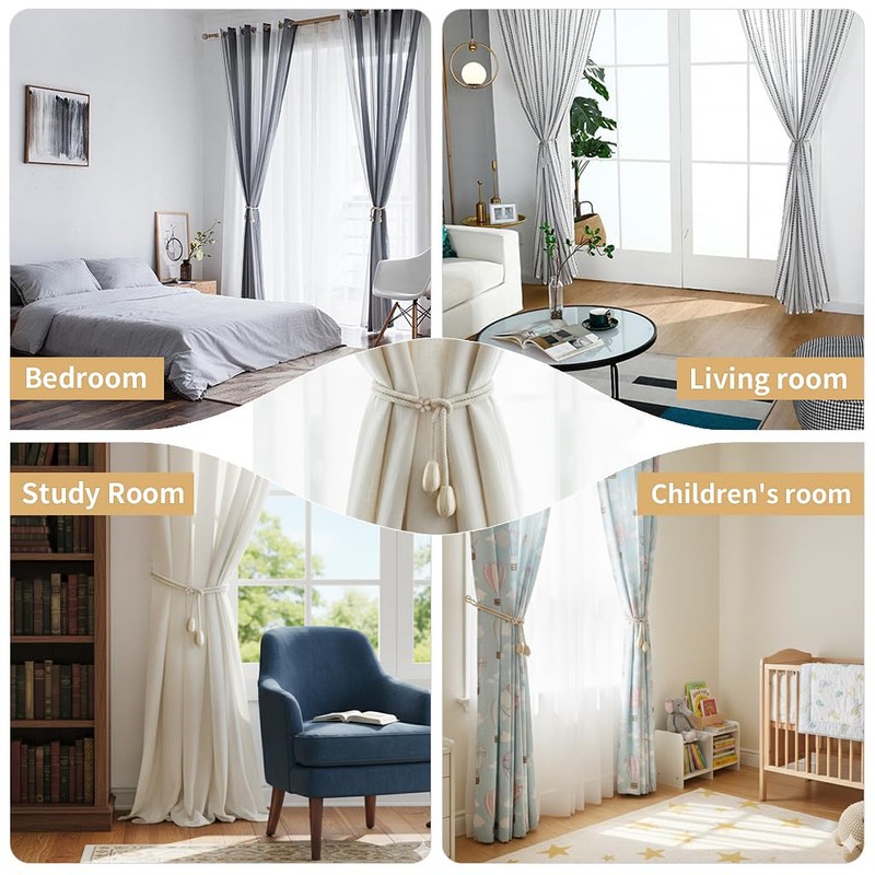 Curtain Tiebacks 4 Pcs Hand-Knitted Curtain Tie Backs Elegant Bohemian