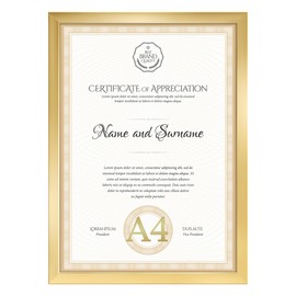 Serwrsw Award Frame Lightweight A4 Picture Frame Photo Frame Poster Diploma Photo Decoration Golden 1 Piece