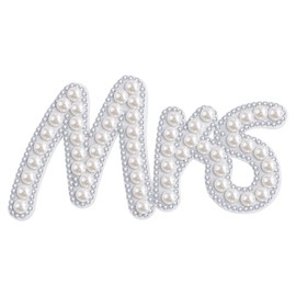 QianSiLi Mr and Mrs Gifts Pearl Iron On Letters for Clothing Bling Rhinestone Iron On Patches for Jeans Hats Jackets Decor (Mrs)