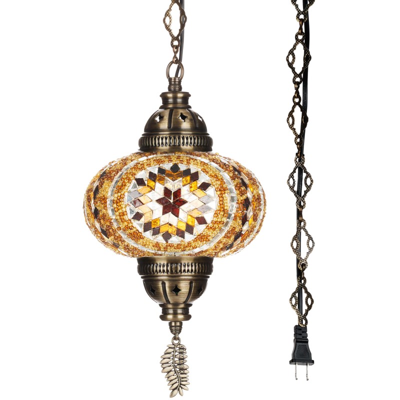 DEMMEX Plug-in Turkish Moroccan Mosaic Hanging Pendant Ceiling Light –