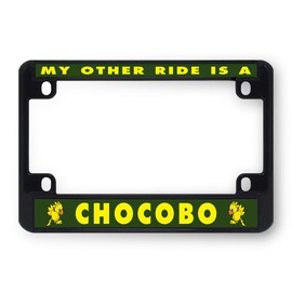 Sign Destination Metal Bike License Plate Frame My Other Ride is A Chocobo Motorcycle Tag Holder Black 4 Holes One Frame