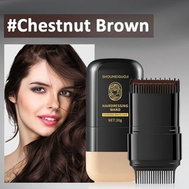 2 en 1 Portátil Peine para Tinte de Cabello, Marrón | Stick Cubre Canas para Mujer, Barra para Cubrir Canas Rápido, Impermeable y Antisudor, Unisex