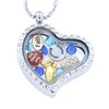 Medium Round Crystal Necklace Floating Charm Locket with Bamboo Chain