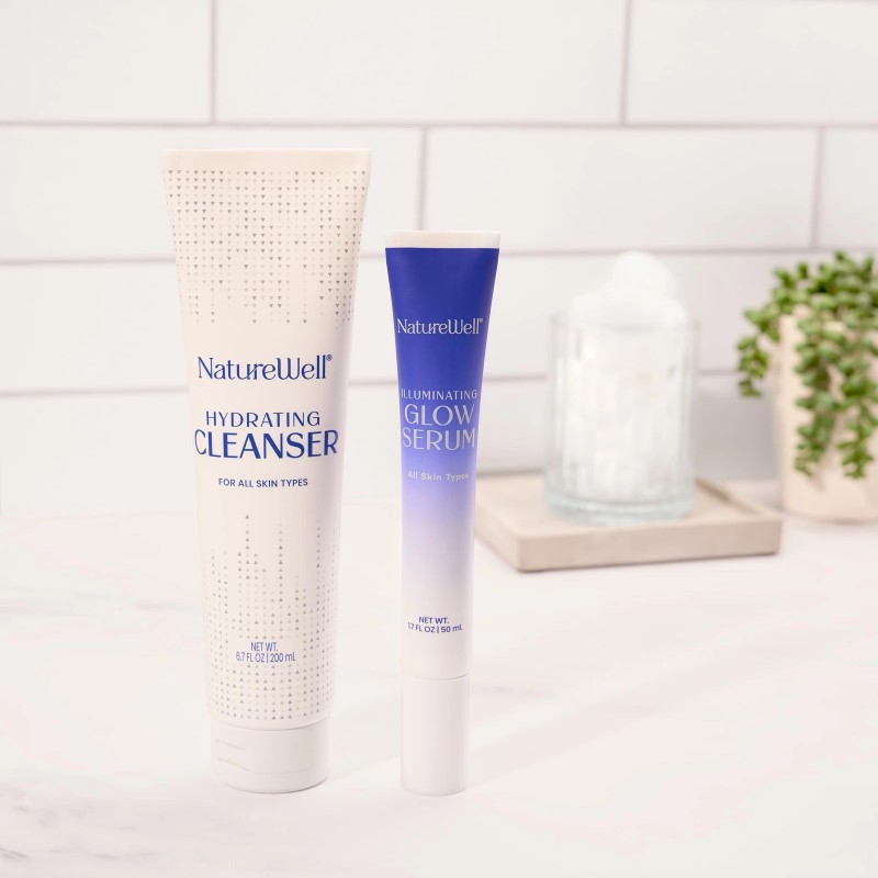 NATUREWELL Hydrating Cleanser & Illuminating Glow Serum Skincare Duo, Nourishes