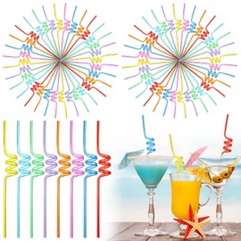 WILLBOND 240 Pcs Crazy Silly Straws Bulk Reusable Twisty Straws Colorful Bendy Plastic Drinking for Family Party Kids Adults Birthday Party Wedding Carnival Activities Cocktail