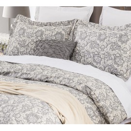 DAUAOTO Duvet Cover California King Size Set - 104"X96" Cover + 2 Shams, Cotton Bedding Set Gray Paisley Pattern