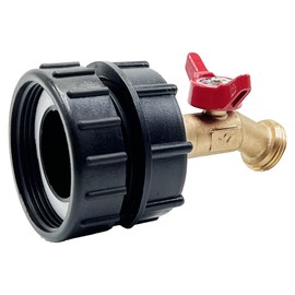 275-330 Gallon IBC Tote Fitting, IBC Tote Tank Water Adapter, 2" NPT Fine Thread + Lead-Free Brass Water Shut-Off Ball Valve Faucet，3/4" GHT Faucet Garden Hose Connector Replace Valve Parts