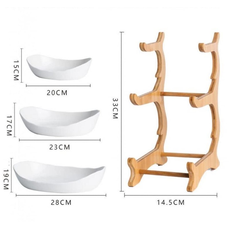 3 Tier Fruit Basket, Ceramic Fruit Bowl for Kitchen Counter,