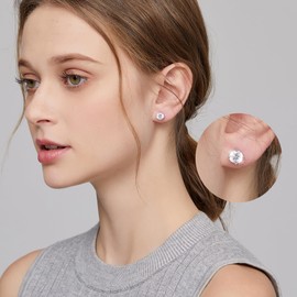 jiamiaoi Fashion High-Quality Earrings Silver 925 Sparkling 5A + Cubic Zirconia Stud Earrings Diamond Earrings Men / Women Hypoallergenic Earrings 4 mm 5 mm 6 mm 7 mm 8 mm