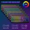 Wireless Gaming Keyboard, RGB & Single-Color Backlit, Full-Size Waterproof Computer