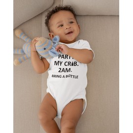 Brain Juice Tees Party At My Crib ONESIE® - Funny Baby Boy - Baby Girl ONESIE® - Cute Organic Cotton Baby ONESIE® (6-9 Month)