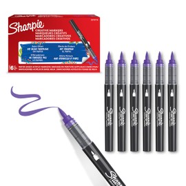 Sharpie Creative Marker Acrylic Paint Pens | Brush Tip Water-Based Paint Markers | Lilac | No-Bleed Ink Writes on Most Surfaces | School & Revision Supplies | 6 Count