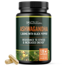 Smoky Mountain Naturals, LLC Ashwagandha Supplement 1300mg | High Strength Resistance to Stress & Increase Energy | Organic Ashwagandha Powder Capsules with Black Pepper for Increased Absorption | 120 Count 2-Month Supply