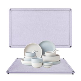 Large Diatomaceous Earth Stone Dish Drying Mats for Kitchen Counter,24"×16",Quick Drying,with 4 Non-Slip Stainless Steel Feet, Suitable for Various Countertops, Bowl Racks, Medium Gray