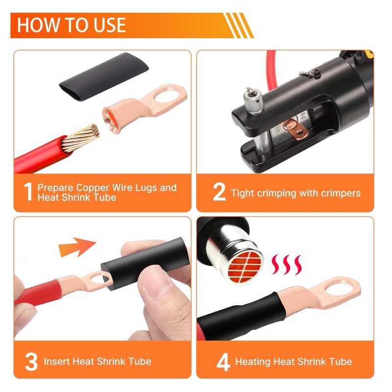 Kuject 220PCS Battery Cable Ends AWG 1 2 4 6