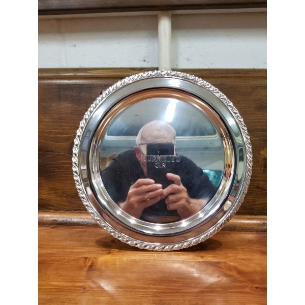 BURNETT'S GIN SILVER PLATED SEVERING TRAY.
