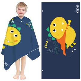 GAROMIA Children's beach towel, dinosaur beach towel, children's towel, boys bath towel, 80 x 130 cm, quick drying bath towel for boys