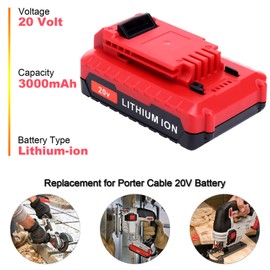 ELEFLY 2 Pack PCC680L 20V Max 3.0Ah Battery Compatible with Porter Cable 20V Lithium Battery PCC681L PCC682L PCC685L PCC670B PCC710B PCC791LA 20V Cordless Power Tools Battery