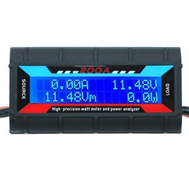 RGBZONE 200Amps Power Analyzer, High Precision RC Watt Meter with Digital LCD Screen for RC, Battery, Solar, Wind Power (200 Amps)