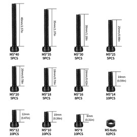 YOUYIDUN - M5 Nuts and Bolts Set, 164 Pcs Hexagon Socket Head Cap Screws, Hex Socket Cap Head screws, Black Machine Screw Bolts and Nuts Assortment Kit, for DIY Bicycle Motorcycle Repair