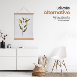 LIKARTO Premium Poster Strip, Beech Wood A3, 30 cm, High-Quality Magnetic Picture Rail Made of Real Wood with Leather Strap, Easy to Hang Pictures