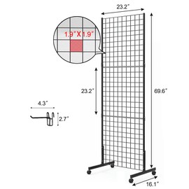 Eastern Tree 2 Packs 2'x 5' Six Pieces Gridwall Panels Stand with T-Base, Black Wire Grid Wall Display Racks with Wheels, Craft Show Display Rack, Retail Display, Extra More 16 Pieces Hooks