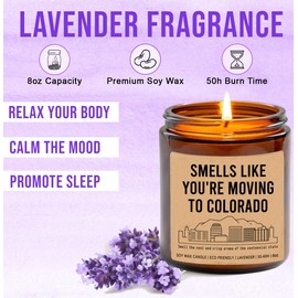 Smells Like You're Moving to Colorado Candle - Moving to Colorado Housewarming Gift - Colorado Candle - New Colorado Job Gift - Colorado Moving Gift - Lavender Fragrance - 8Oz Soy Wax Candle