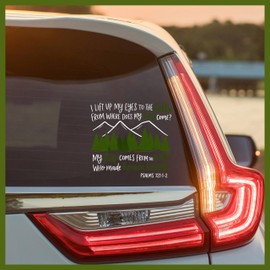 MYMKO My Help Comes from The Lord Psalms 121 Decal, Bible Car Window Decals, 6 Inches UV DTF Tranfer Car Stickers, Worship Weatherproof Car Truck Window Bumper Sticker, Faith Car Decals for Christian