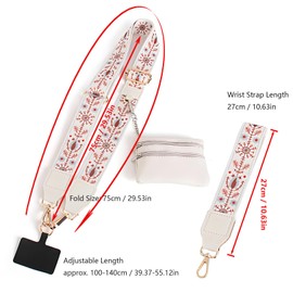 Clip And Go Strap for Phone With Zipper Pouch, Crossbody Cell Phone Strap with Wallet (Beige)