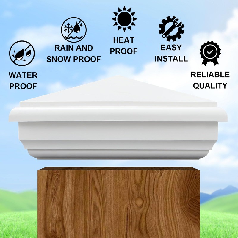 Sasylvia 2 Pcs 5 x 5 Inch Vinyl Fence Post