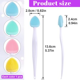 Mxxipp 4pcs Lip Scrub Brush, Silicone Heart Lip Exfoliator Brushes Scrubber Tool, Double-Sided Lip Cleaning Exfoliating Remove Dead Skin Tool for Men Women Dark Lips- Pink & Green & Blue & Yellow