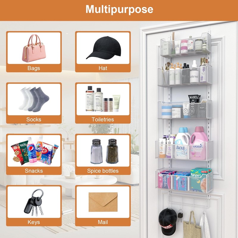 VyGrow Over The Door Organizer, Metal Door Organizer Hanging with