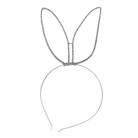 Arsimus Rhinestone Silver Wire Rabbit Ear Headbands (Big Ears)