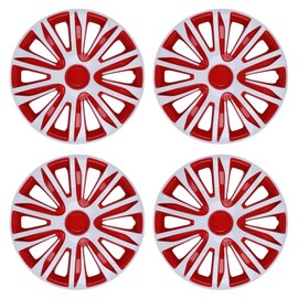WOLFSTORM 4-Pack 16 Inches Wheel Rim Cover Hubcaps,Redesign Fashion Style Replacement Hubcaps,Car Truck SUV Hub Accessories, White&Red