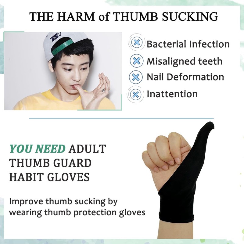 Heyshapeing 2 Pair Adult Thumb Sucking Guard Glove Finger Gloves