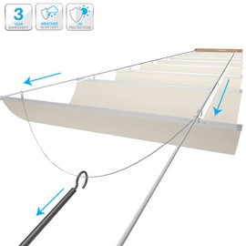 Patio Paradise 4'W x 12'L Waterproof Retractable Pergola Canopy Replacement Outdoor Shade Cover for Patio Garden Deck Gazebo Porch, Wave Sun Shade Awning with Slide on Wire Cable Hardware, Beige