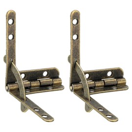 sourcing map 2Pcs Box Quadrant Hinge, 30.5x40mm Box Hinge Cases with Side Rail Retaining Arm 90 Degree Folding Support Hinges for Jewelry Wine Wooden Box, Bronze